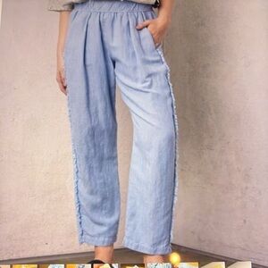 Raquel Allegra Linen Cotton Pull On Easy Pants 10/12